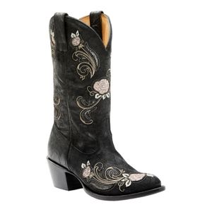 Shyanne Black Floral Embroidered Western Boots